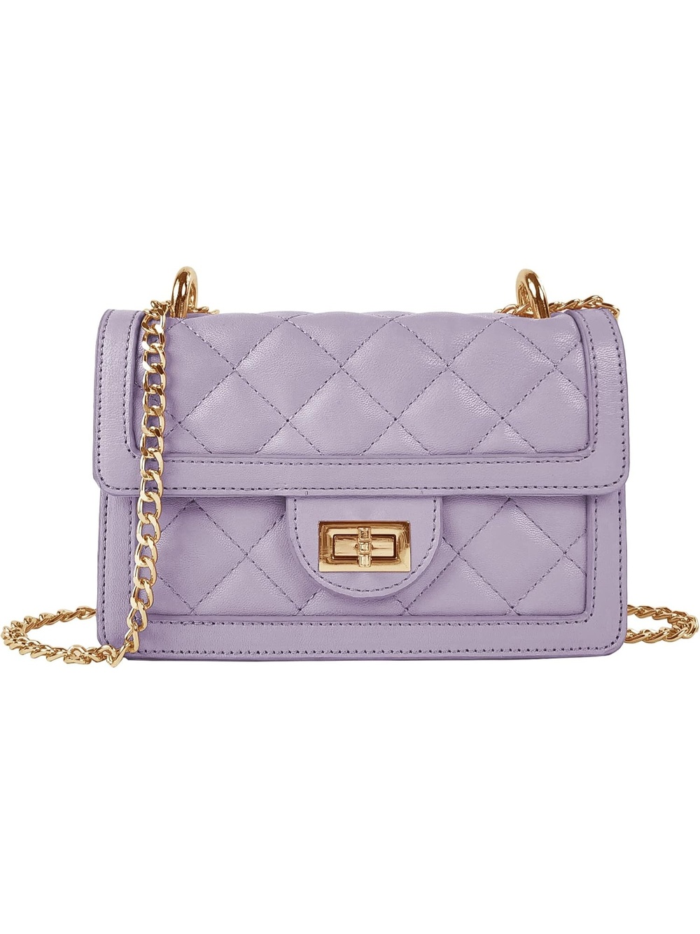 〽️ Women's Lavender Small Quilted Trendy Wallet Purse Designer Crossbody Bag